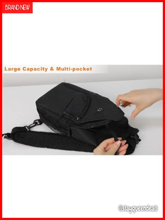 Waterproof Nylon Crossbody Sling Bag with Adjustable Strap for Travel Hiking